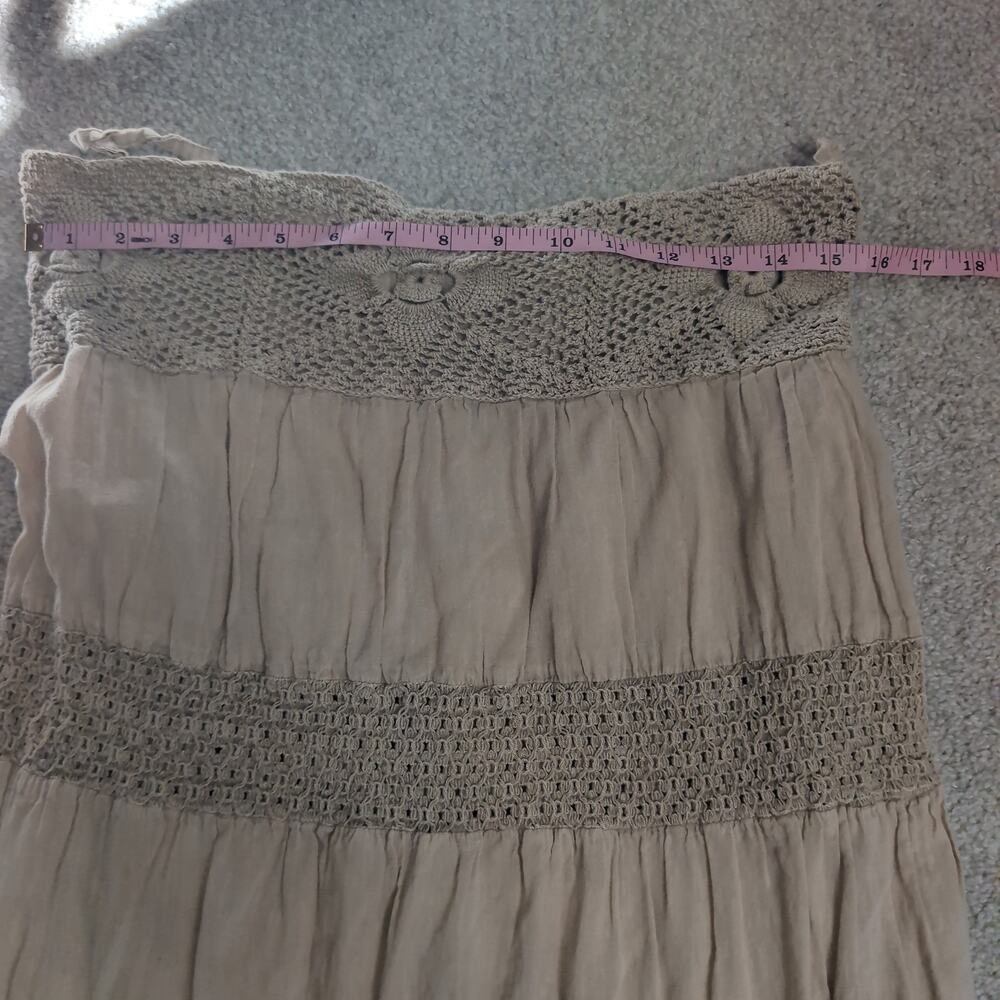 Crochet Waist Tiered Ruffle Maxi Skirt Boho - Picture 5 of 7
